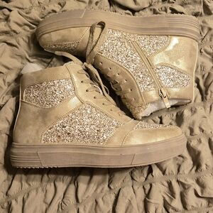 Corkys Gold Glitter High-Top Sneakers
